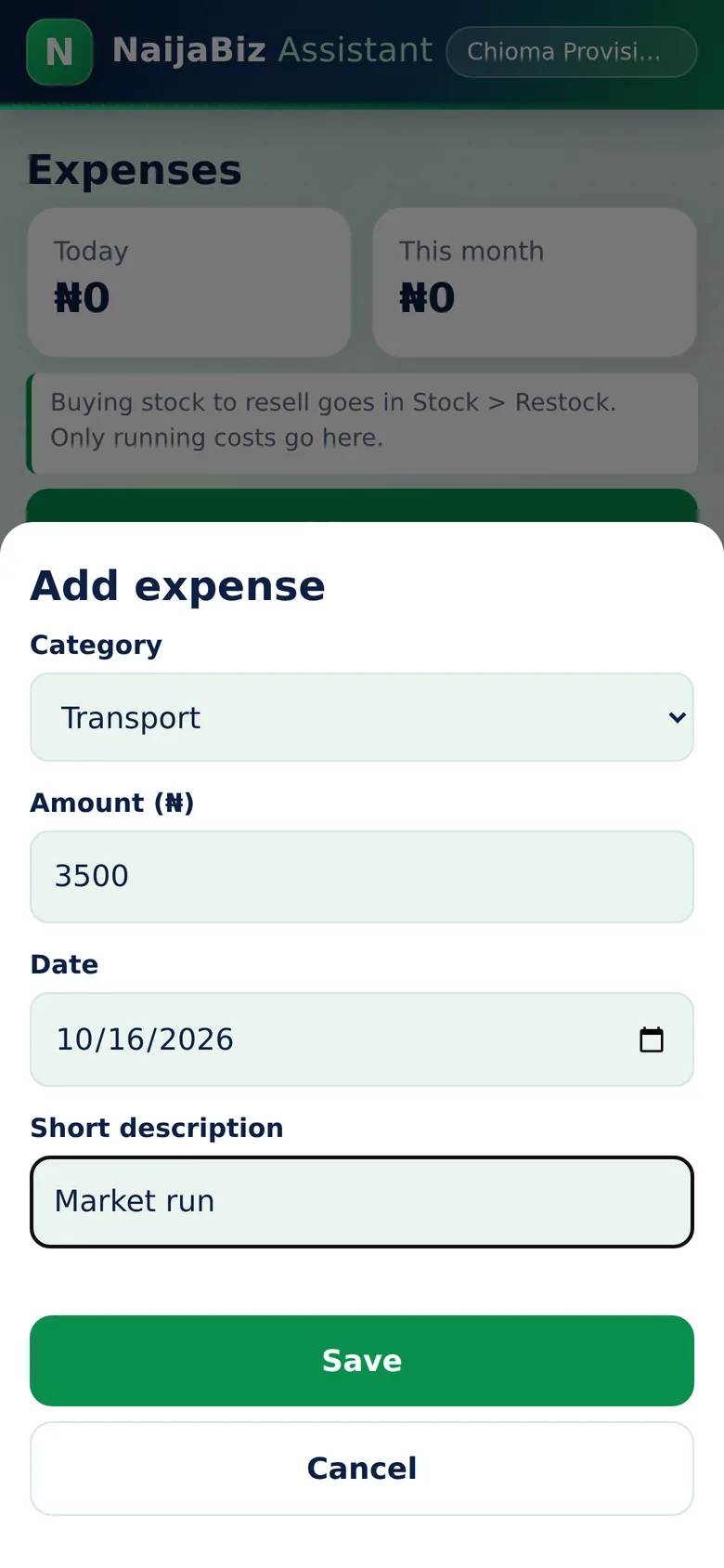 Add an expense